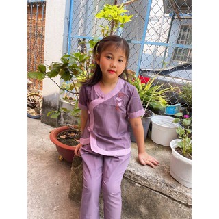 Đồ lam, đồ đi chùa, đồ phật tử cho bé, tim phối