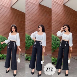 Bigsize Áo xếp li rút dây A42