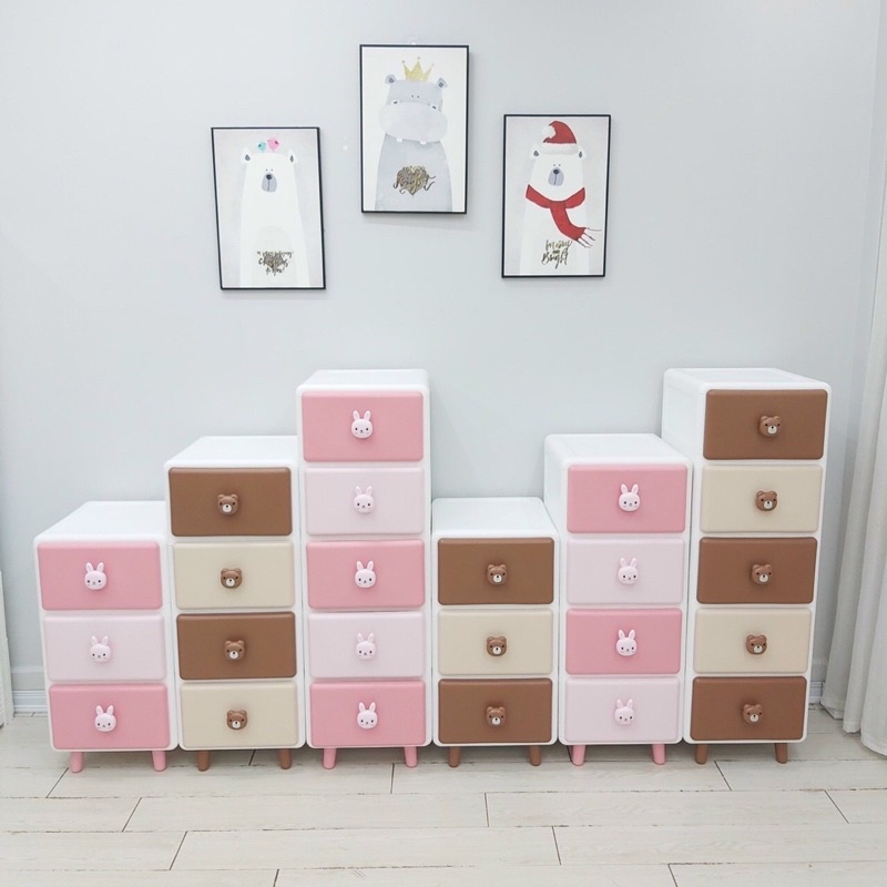 Tủ Holla ngăn kéo cao cấp gấu thỏ đủ các size : 3 tầng , 4 tầng , 5 tầng