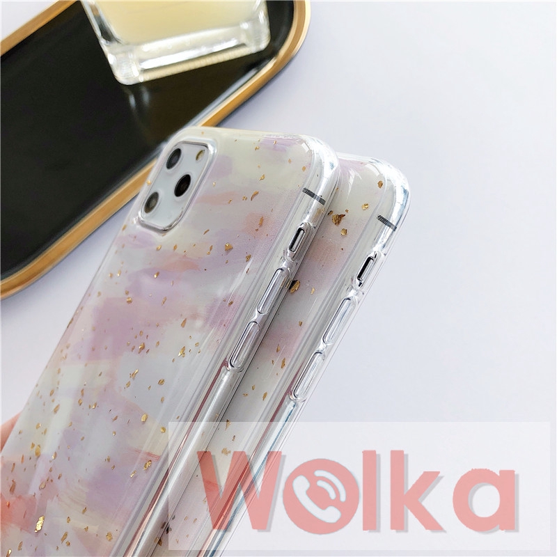 Ốp lưng họa tiết đa sắc phối lá vàng thời trang cho iPhone 7plus 6s 6 7 8 Plus iPhone11 Pro Max X XR XSMax iPhone 12 Pro Max 12Mini | BigBuy360 - bigbuy360.vn