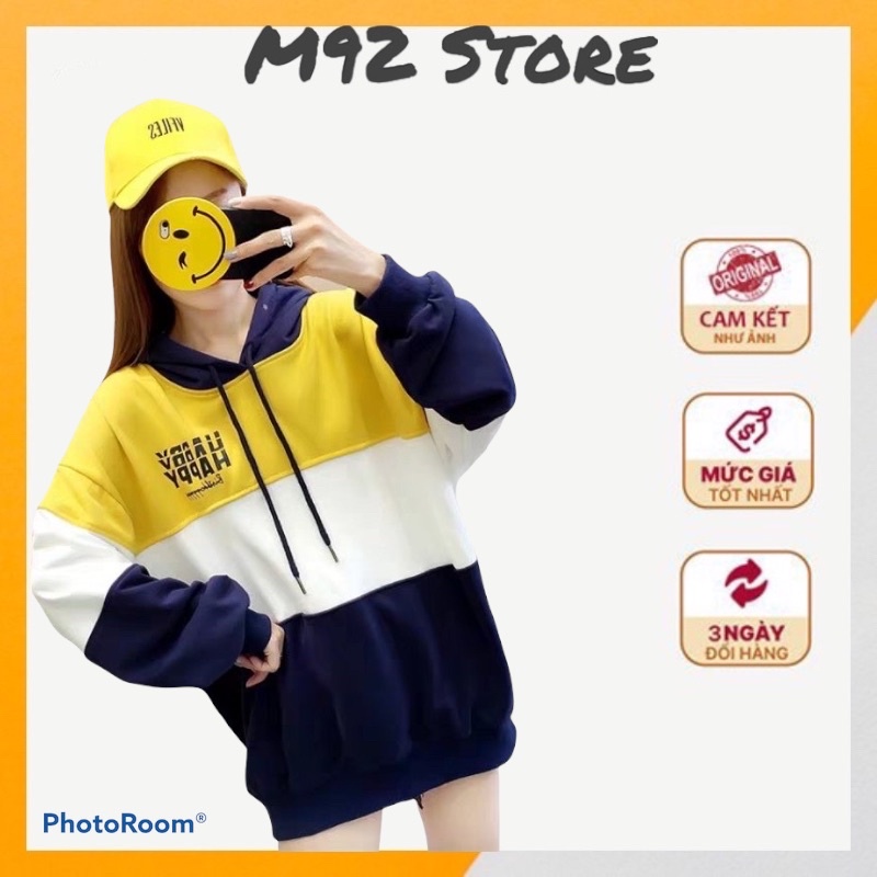 Áo Nỉ Hoodie Phối Sọc Ngang Happy KN18 vài thun co giãn 4 chiều mặc thoải mái Size <65kg | BigBuy360 - bigbuy360.vn