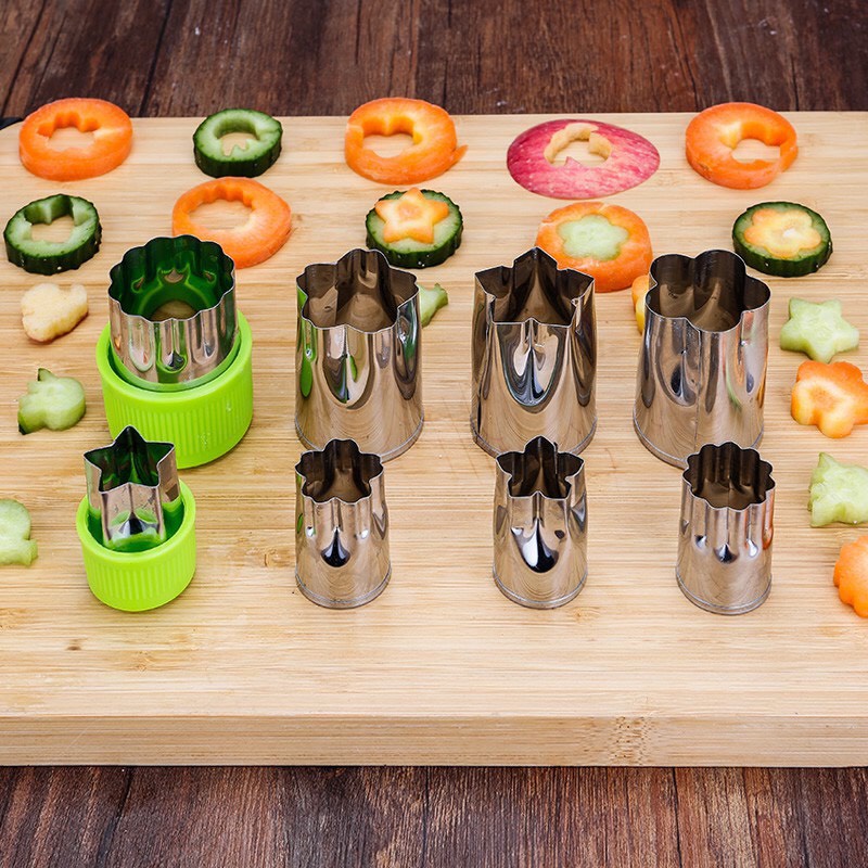 Bộ Dụng Cụ Cắt Tỉa Rau Củ Quả Inox 8 Món Bộ Khuôn Cắt Tạo Hình Rau Củ Quả, Khuôn Làm Bánh