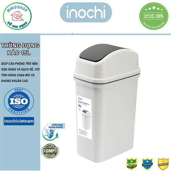 Thùng Rác Nắp Lật Tiện Lợi Inochi 5L 10L 15L, Thùng Đựng Rác Văn Phòng Gia Đình