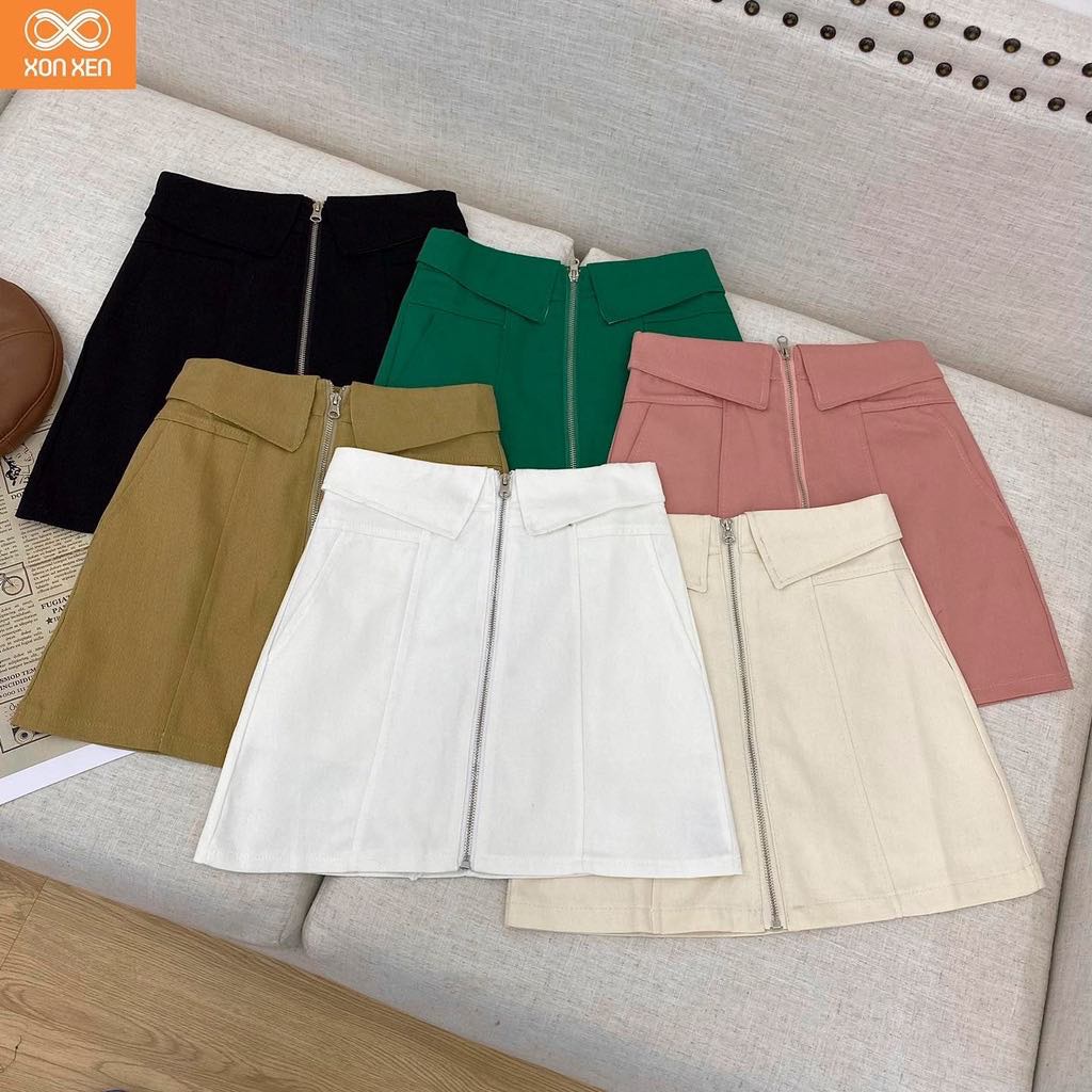 Chân váy nữ Chân váy ngắn kaki chữ A gập lưng khóa kéo S M L XL XONXEN 468 LÊ DUẪN ĐÀ NẴNG - mã 6527