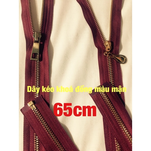 dây kéo khoá màu mận(đỏ đô) dài 65cm thay khoá áo khoác,áo da,túi xách,balo