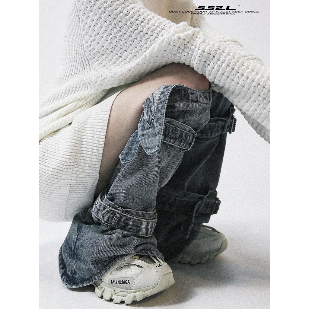 Phong cách mới!F &amp; X Quần Jeans Denim May Cột Dây Cá Tính Hợp Thời Trang Mùa Hè Châu Á Cá Tính Cho Nữ