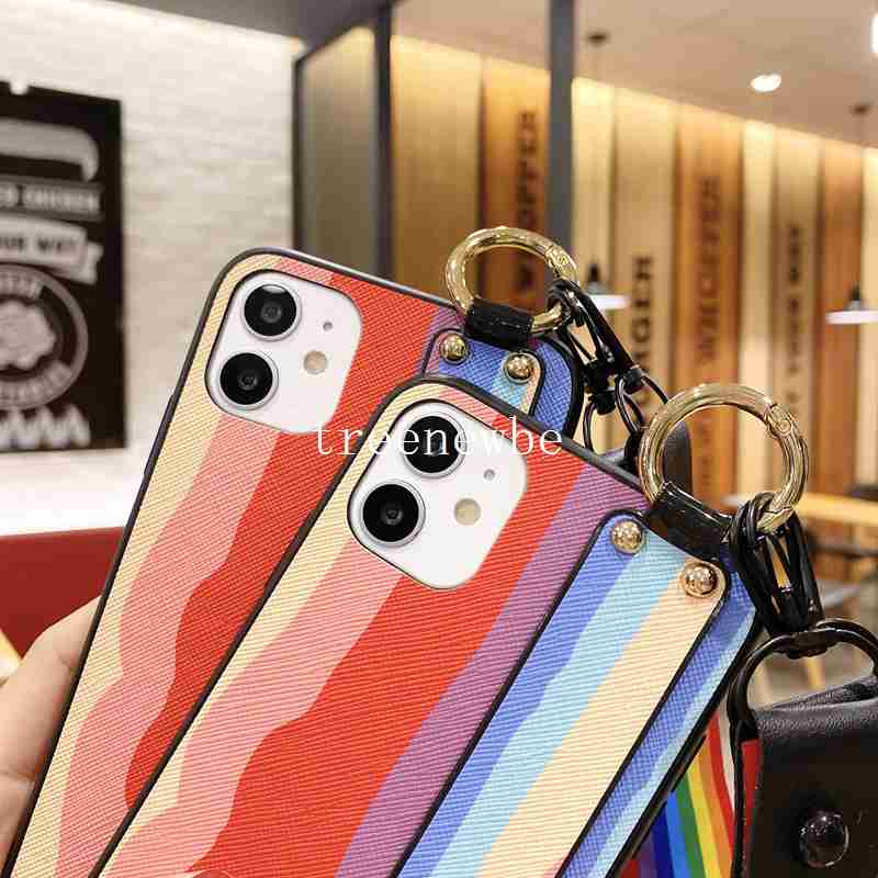 Fashion Casing for Xiaomi Mi Poco F3 M3 Redmi Note 10 9 Pro 10S 9S 9 9A 9C 8 8A 7 7A S2 Y2 Rainbow Gradient Wristband Hand Strap Soft Shockproof Phone Case