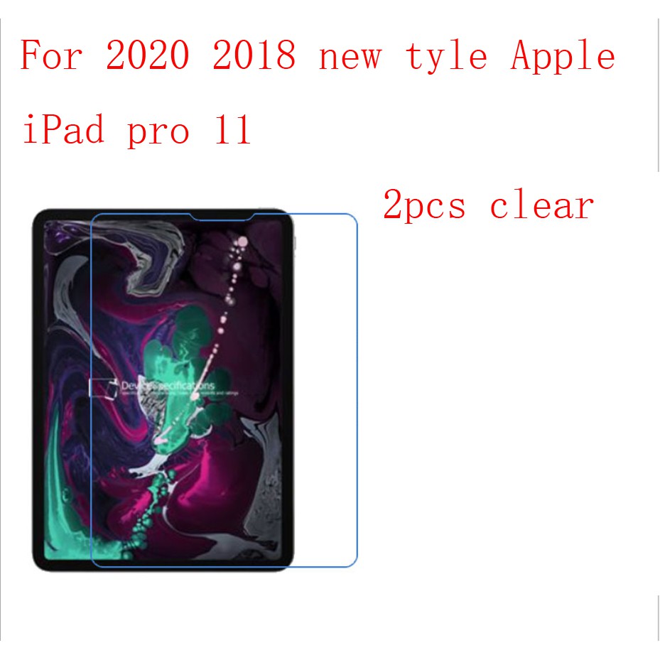 Set 2 Miếng Dán Màn Hình Hd Trong Suốt Chất Lượng Cao Cho 2020 2018 Apple Ipad Pro 11 '