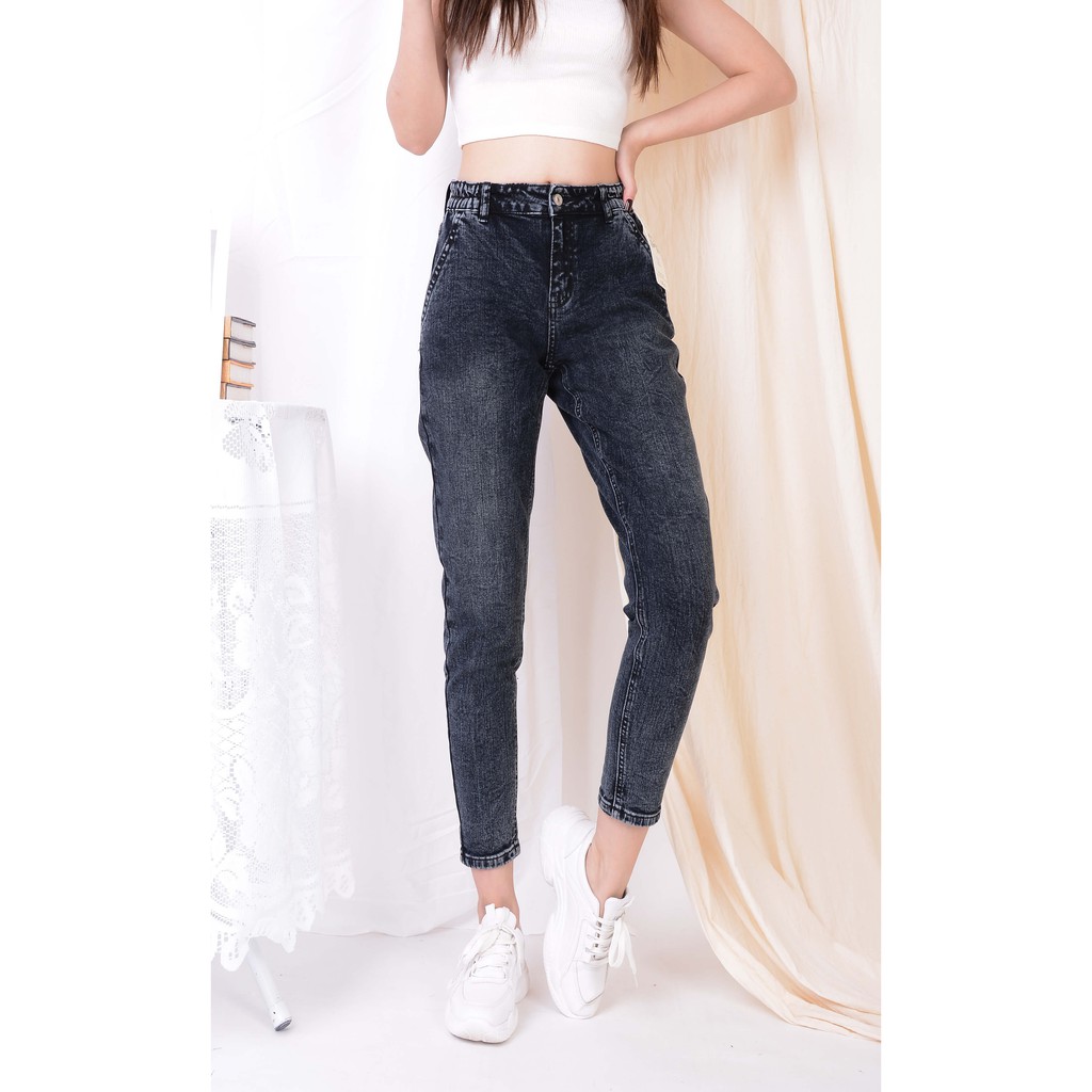 Quần jean nữ ống rộng baggy đẹp lưng cao cạp bán chun xám khói hàng hiệu cao cấp mã 427 VANIZEN | BigBuy360 - bigbuy360.vn