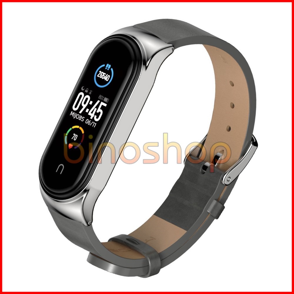 Dây đeo miband 4, miband 3 da PU viền CS·cong, dây đeo thay thế mi band 3, mi band 4 da PU vân TF chính hãng MIJOBS