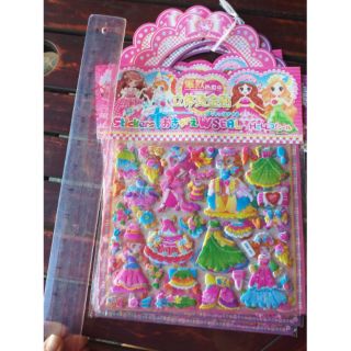 Tờ dán sticker nổi 3D thời trang,công chúa bản to nhiều chi tiết cho bé (kèm tranh)