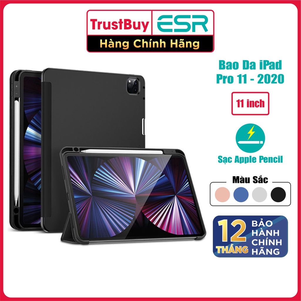 Bao Da iPad Pro 11 2020 ESR MAGNETIC Hỗ Trợ Sạc Apple Pencil, Nắp Đóng Mở Nam Châm Hít, Tắt Mở Tự Động - Hàng Chính Hãng