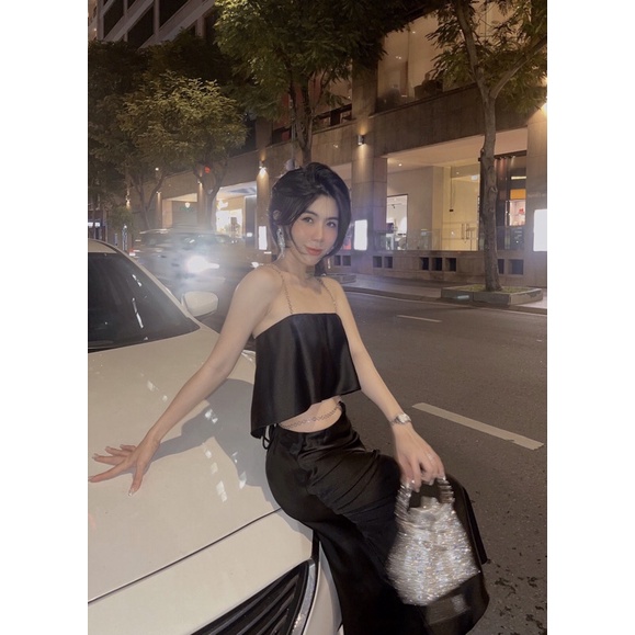 Set croptop 2 dây kết xích + Chân váy