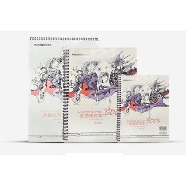 Sổ vẽ chì POTENTATE bìa trắng, EXERCISE SKETCH BOOK - 150gsm 32 Tờ gáy lò xo