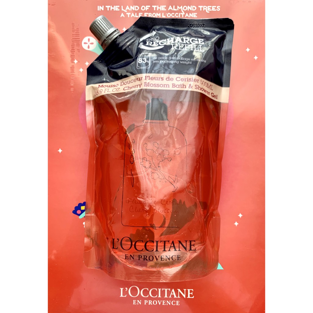 [BILL US/FR] L'Occitane REFILL Gel Tắm Hương Hoa Anh Đào Cherry Blossom Bath &amp; Shower Gel 500ml [NEW 2020]