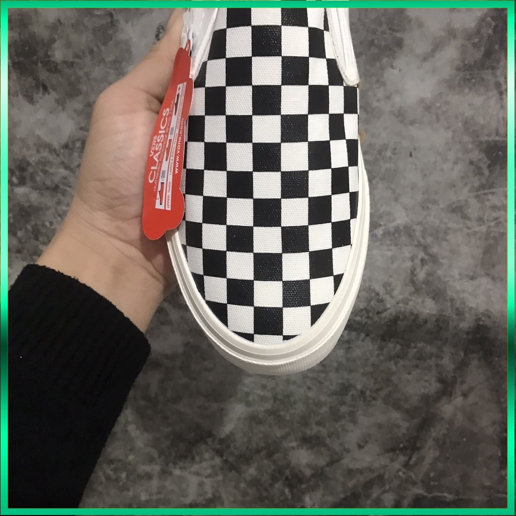 Giày Thể Thao 𝗩𝗮𝗻𝘀 Caro Nam Nữ, Giày Lười Slip On Vans Caro Vải Canvas Dày Dặn Hàng 11 Full Box