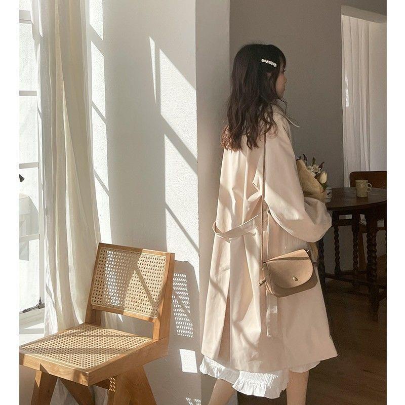 Áo Khoác Gió Dài Qua Gối Phong Cách Nhật Bản Dễ Phối Đồ Thời Trang Xuân Thu Cho Nữ