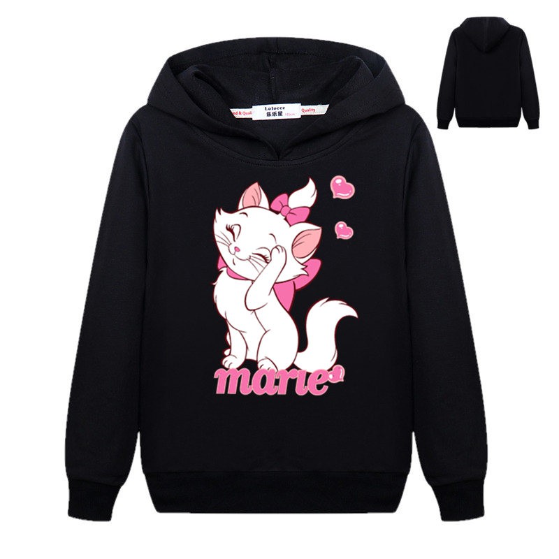 Áo Khoác Hoodie Chui Cổ Nữ Tay Dài In Hình Mèo Marie Đáng Yêu