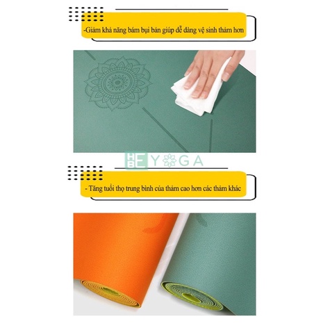 Thảm Tập Yoga Định Tuyến Hebeyoga Xơ Dừa PU Cao Su Thế Hệ Mới Siêu Bám 5mm Cao Cấp