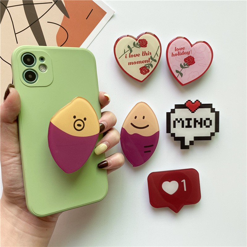 [Mã ELORDER5 giảm 10k đơn 20k] Chống điện thoại Popsocket pop up in bóng mika EM họa tiết tân cổ điển siêu xinh