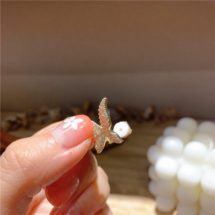 Khuyên Kẹp Vành Tai Không Xỏ Lỗ Hình Bướm Đính Kim Cương Toàn Diện Phong Cách Hàn Quốc Đơn Giản Và Đa Năng Dành Cho Bạn Nữ