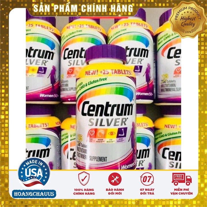 Viên Uống Tổng Hợp VITAMIN Centrum SILVER Cho Nam Nữ TRÊN 50 tuổi 275 Viên