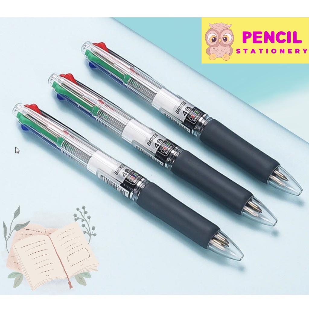 Bút Bi Nước Mực Gel Bấm Nhiều Màu Đa Năng Ngòi 0.7mm , Bút Bi 4 Ngòi Xanh Lá Đỏ Đen Xanh Dương PENCIL