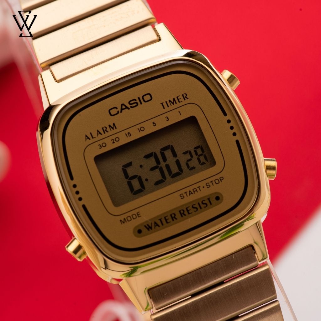 Đồng Hồ Điện Tử Nữ Casio WATCHSTORE LA670WGA-9DF Thiết Kế Mặt Kính Nhựa 24.6 mm, Dây Đeo Kim Loại Màu Vàng Nữ Tính