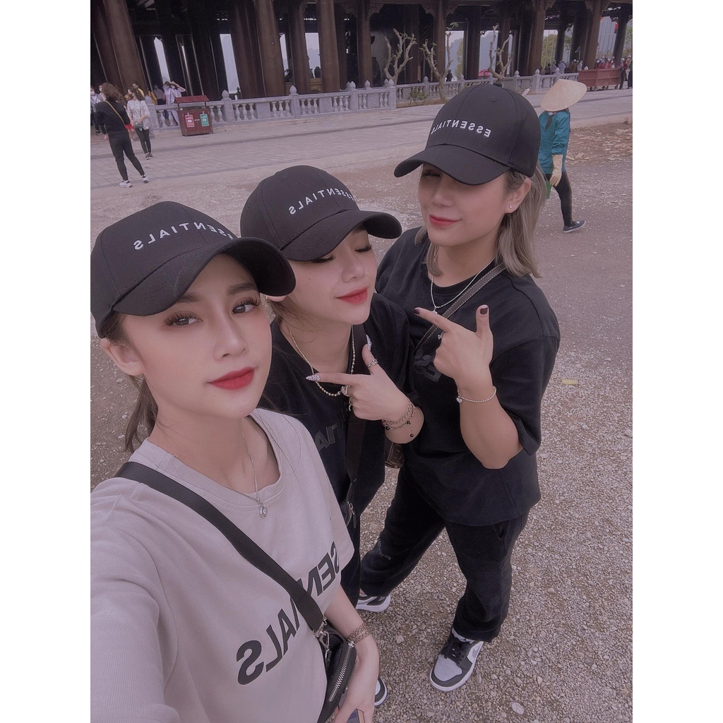 Mũ lưỡi trai đen Essentials - nón kết Essentials đen logo chữ trắng cao cấp, dành cho mọi lứa tuổi cả nam và nữ.