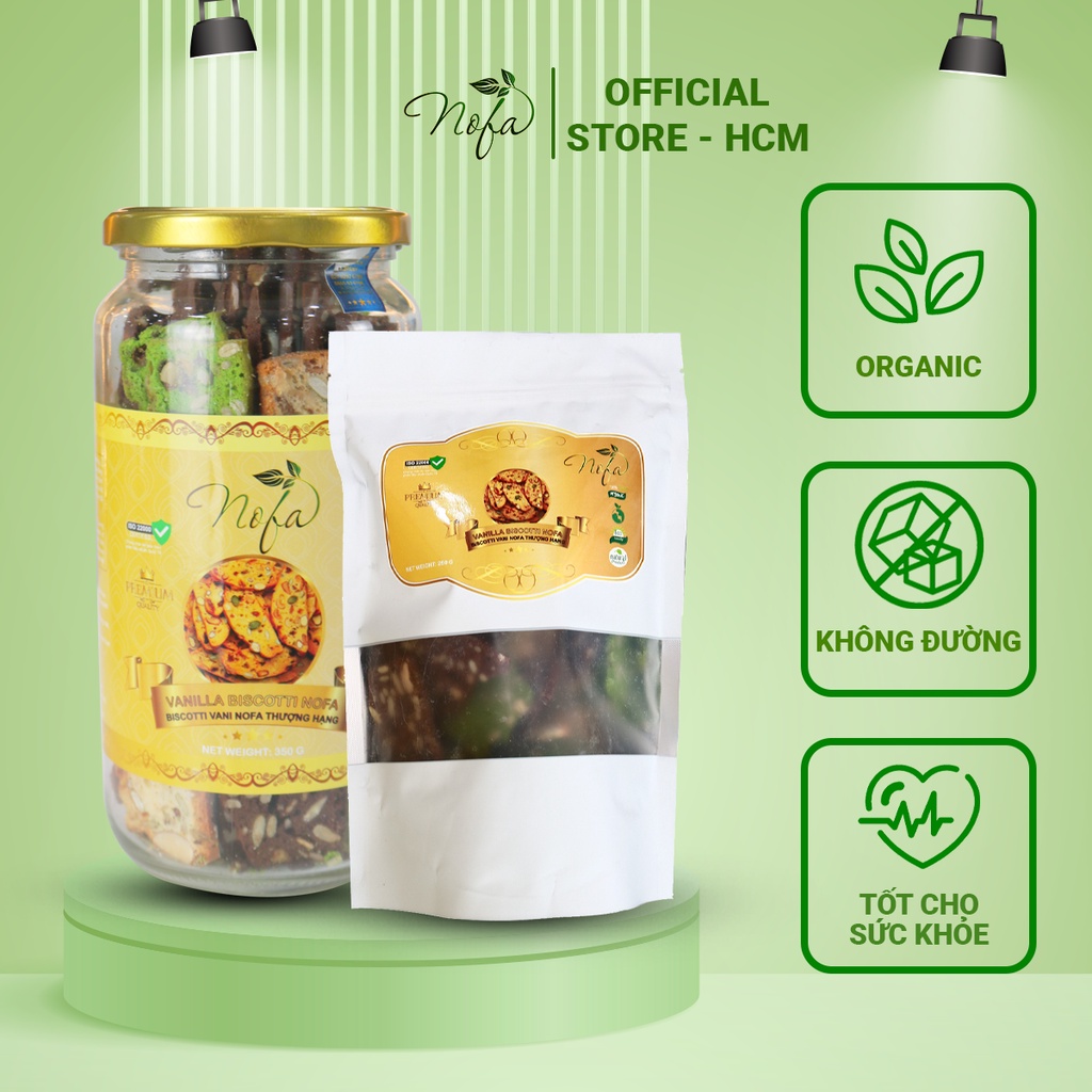 Biscotti Nofa Nguyên Cám Vị Vani 500g, Thơm Ngon Giòn Rụm, Giảm Cân Đẹp Dáng Nguyên Cám 3 Vị, Vani, Chocolate, Matcha