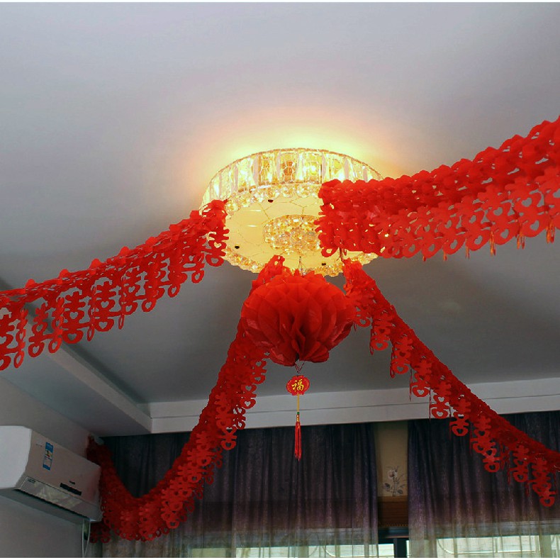 1 Set (4 Dây) Treo Chữ Hỷ Đỏ Trang Trí Đám Cưới Siêu Sang Trọng ( không kèm đèn )
