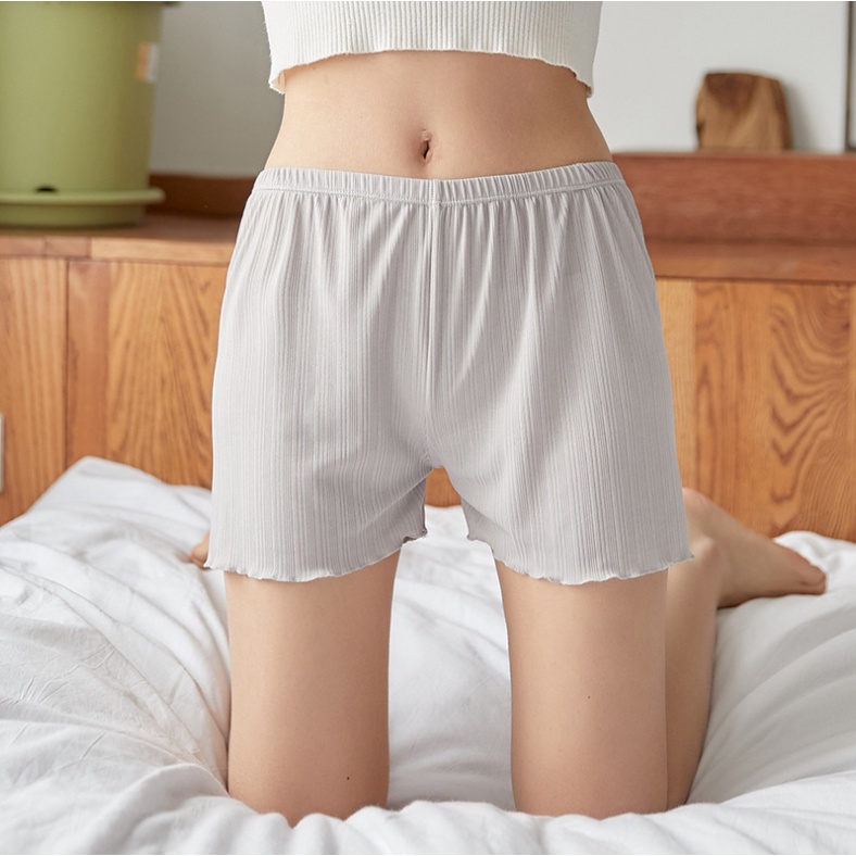 Quần sooc thun ngủ nữ, quần ngắn mặc nhà lưng chun ống gợn sóng mềm mịnp | WebRaoVat - webraovat.net.vn