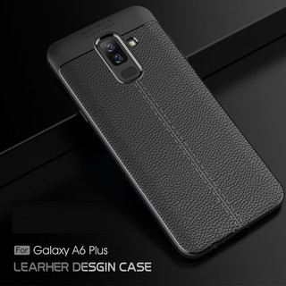 Ốp lưng silicon giả da, chống sốc Auto Focus cho A6/A6plus (2018)_màu đen