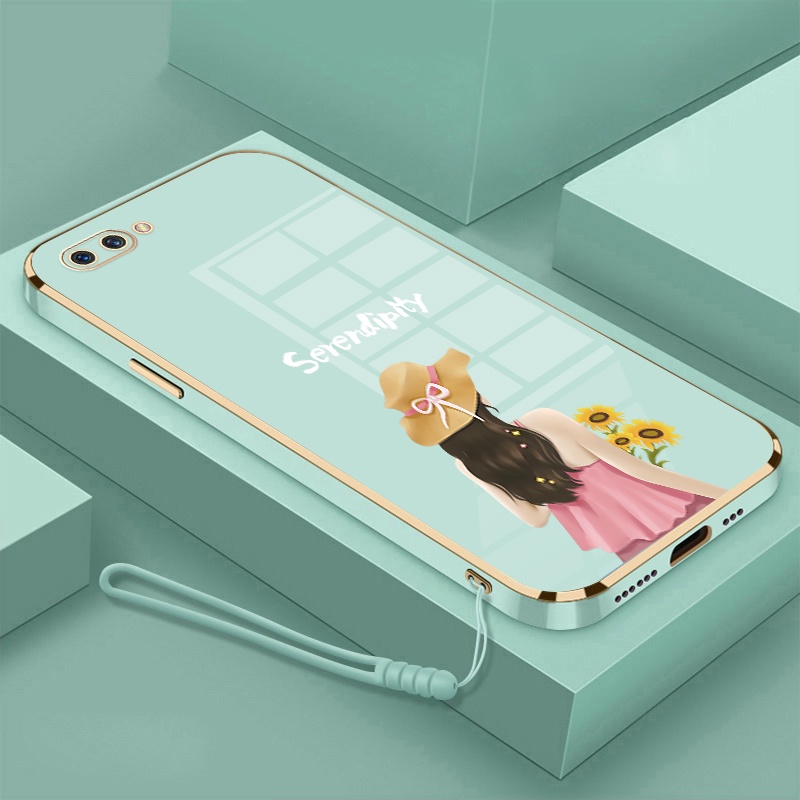 ốp lưng oppo a3s a12e Ốp Điện Thoại TPU Silicon Viền Mạ Màu Hình Cô Gái Xinh Đẹp Cho oppo a3s a12e