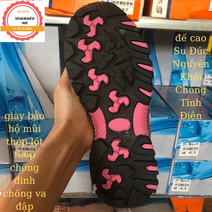 Giày Bảo Hộ Lao Động Nữ Thể Thao Siêu Bền Siêu Nhẹ Chống Đinh Thời Trang  Màu Hồng chống đinh chống va đập và chống tĩện