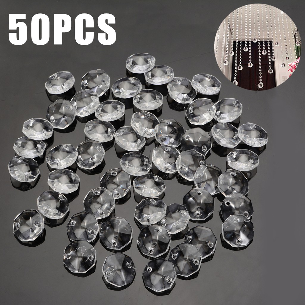Set 50 Viên Đá Pha Lê Bát Giác 14mm Dùng Để Trang Trí