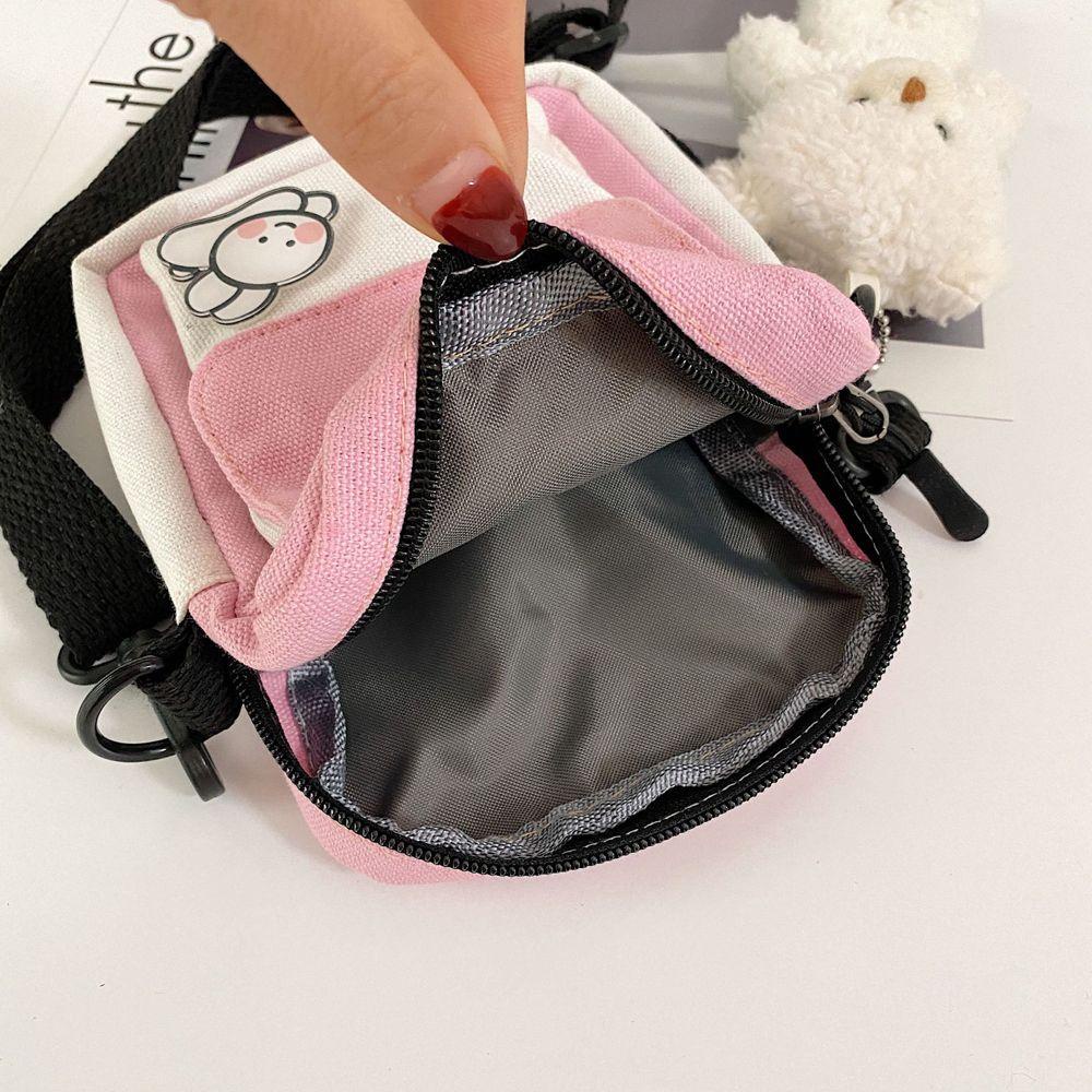 Túi Xách Canvas Cotton Phối Màu Tương Phản In Họa Tiết Hoạt Hình