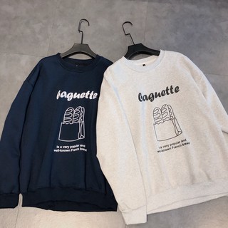 Áo sweater nỉ in baguette unisex