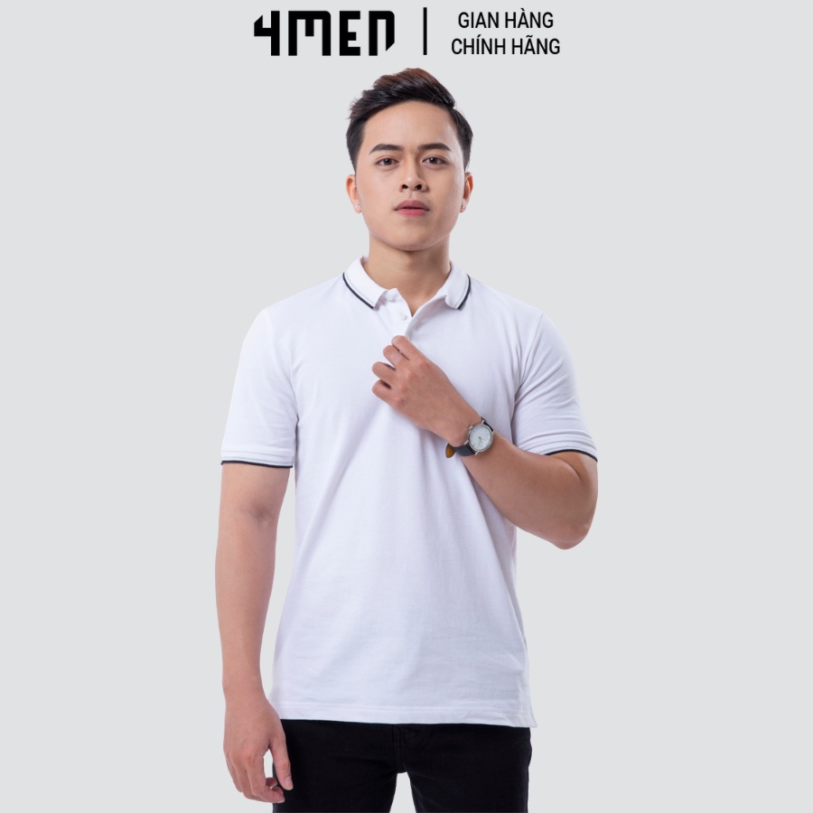 Áo thun polo nam đẹp 4MEN PO840 có cổ trụ bẻ vải cá sấu cotton | BigBuy360 - bigbuy360.vn