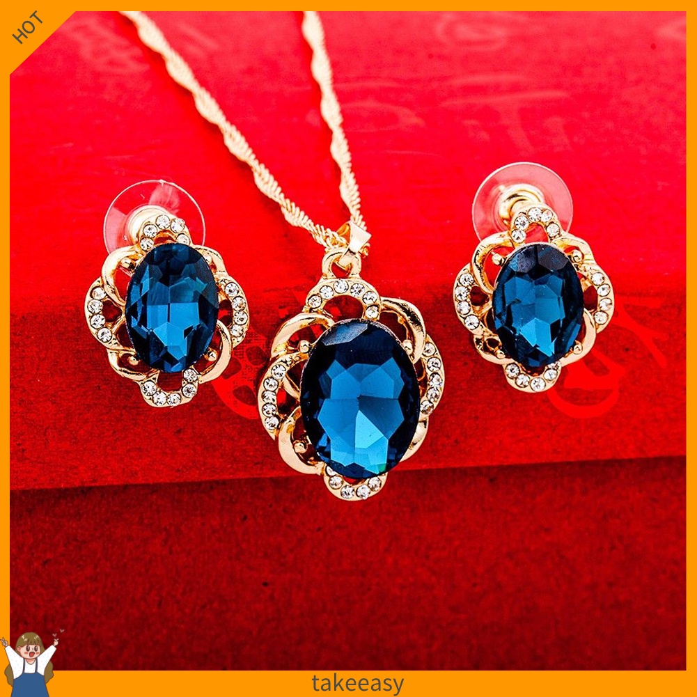 Bộ Khuyên Tai Đính Đá Hình Hoa Cho Nữ