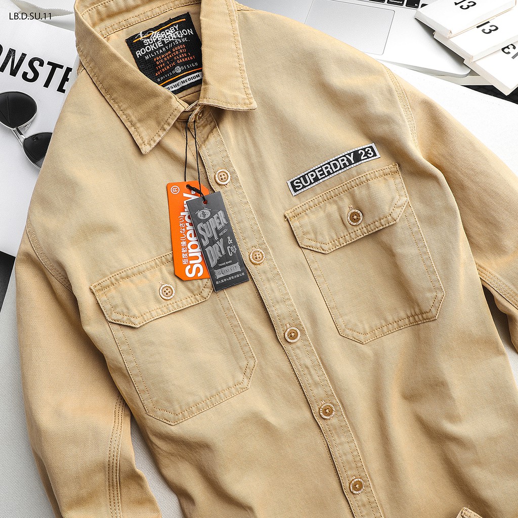 Áo sơ mi denim nam màu vàng mẫu mới 2020 thời trang nam Musland