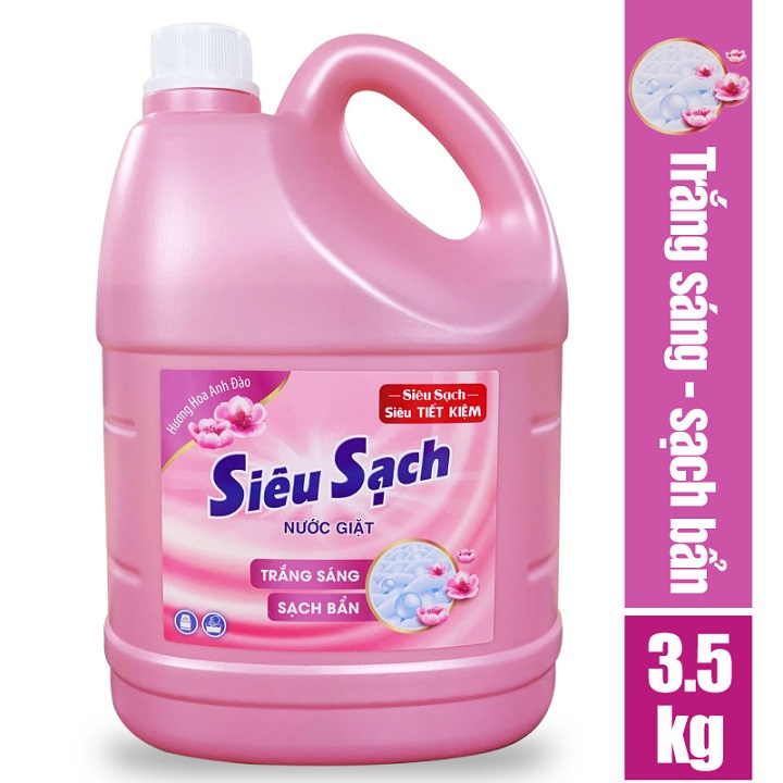 COMBO 2 Can Nước giặt Lix Siêu Sạch hương hoa anh đào (2 chai x 3.5Kg)
