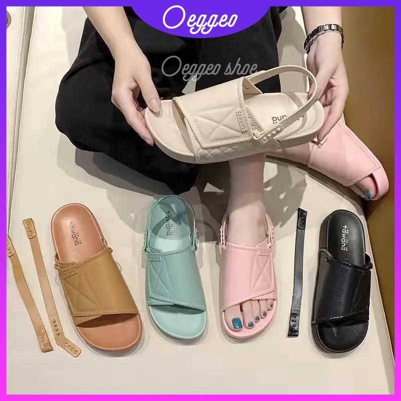 Oeggeo shop Xăng đan Nhựa Đế Dày Chống Thấm Nước Cho Nữ