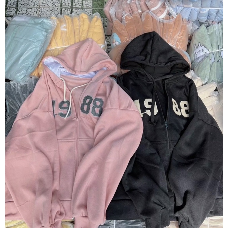 Áo khoác hodie form rộng(có ảnh thật) có khoá kéo, Áo khoác nỉ ngoại chống nắng 1988