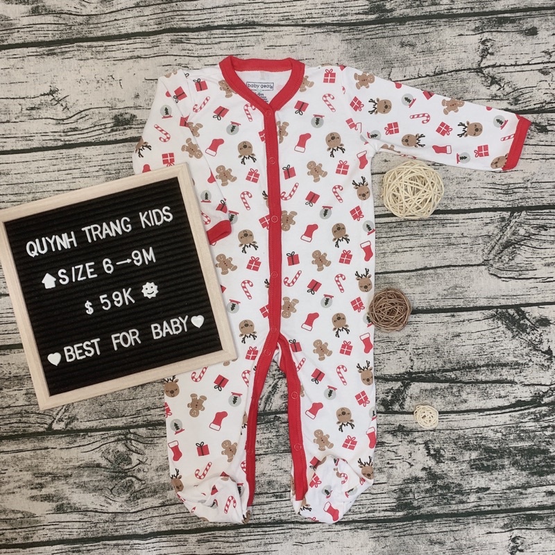 Body Sleepsuit, Bodysuit, Bộ Body Sleep Dài Cotton Liền Tất Vớ Cho Bé Trai Bé Gái 0-24months, Hàng xuất xịn