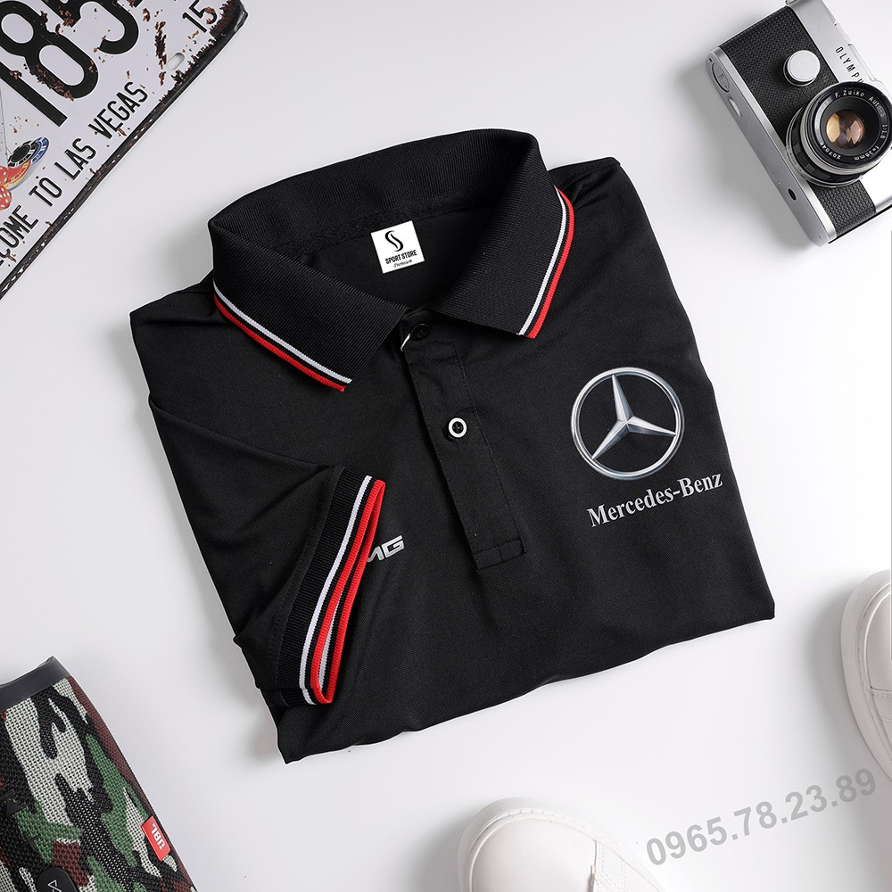 Áo thun polo cao cấp Mercedes Chính Hãng - Áo Mercedes AMG ĐỎ sang trọng, cotton thoáng mát, không xù lông