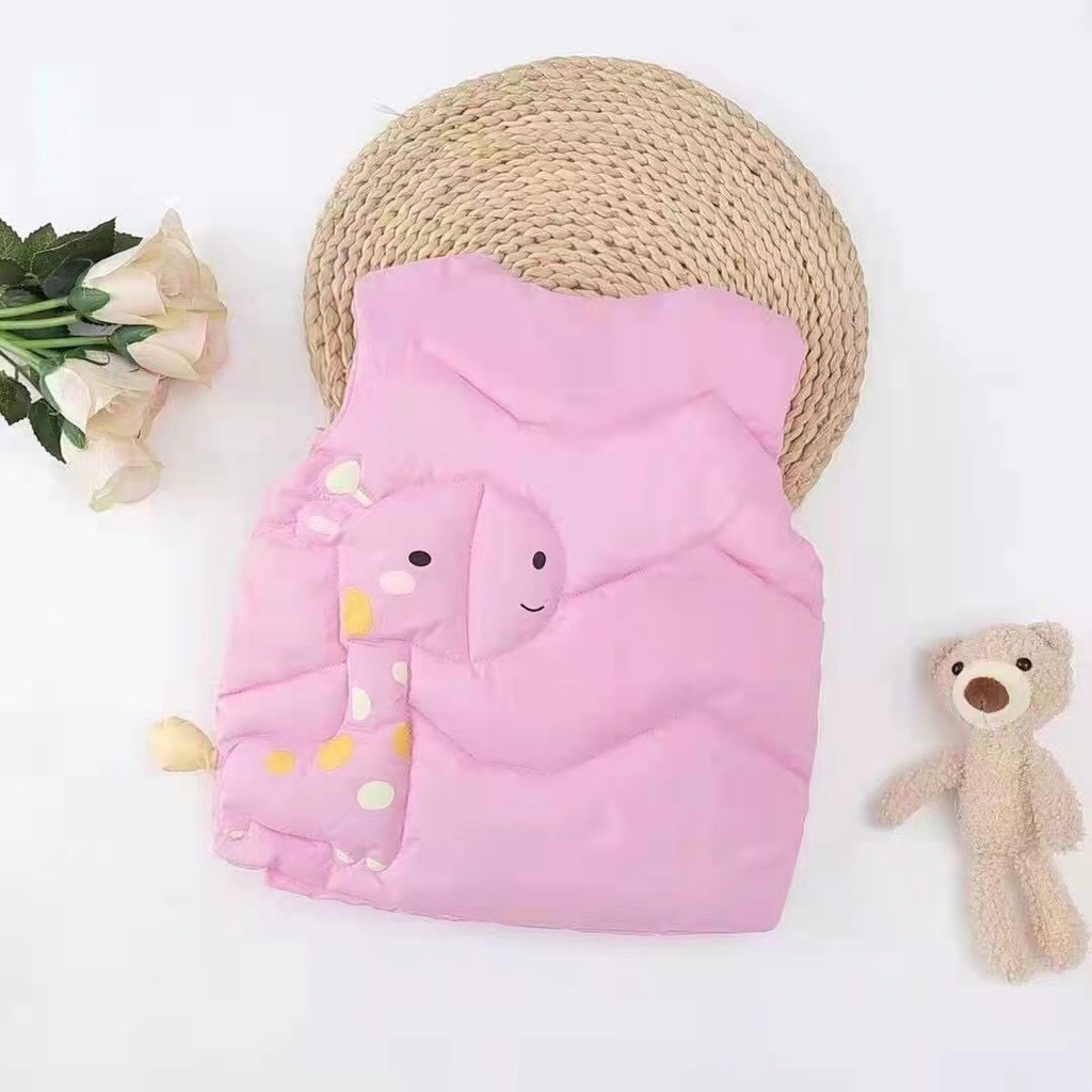 Áo phao gile Quảng châu cho bé trai, bé gái hình hươu cao cổ siêu dễ thương K045