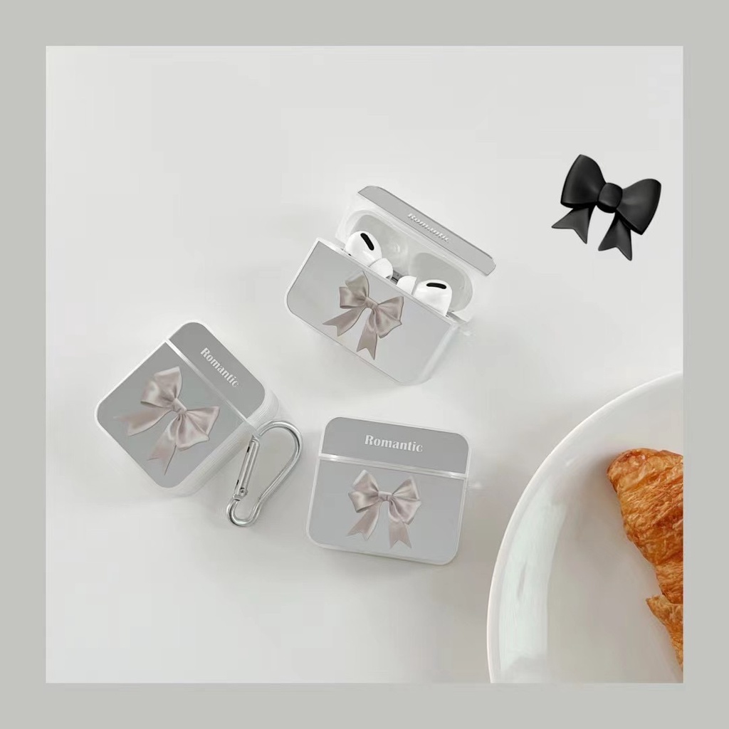 Vỏ Bảo Vệ Hộp Sạc Tai Nghe AirPods 1 2 3 Pro 3 Pro Bằng TPU Trong Suốt Gắn Gương Họa Tiết Nơ Mới