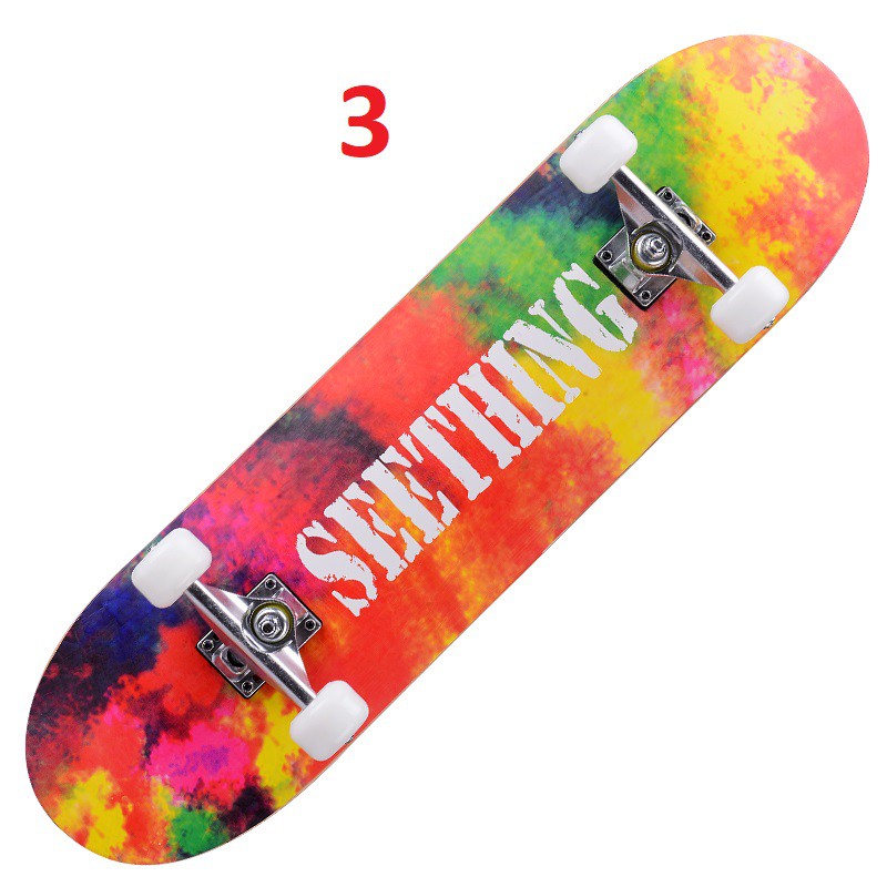 Ván trượt Skateboard gỗ nhám 7 lớp in hình, phát sáng 4 bánh ( Bảo hành 1 đổi 1 trong 7 ngày )