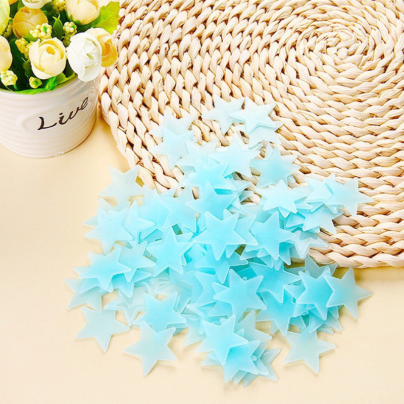 Sticker Dạ Quang Dán Tường Hình Ngôi Sao và mặt trăng Ngôi Sao 3D Dán Tường Phát Sáng Trong Đêm